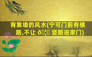 背靠墙的风水(宁可门前有横路,不让 🦁 竖路进家门)